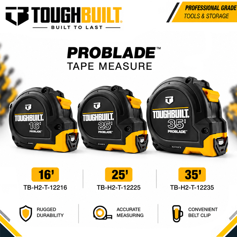 Stanley Tape 25Ft - TOUGHBUILT 16ft/25ft/35ft Series ProBlade™ Tape Measure,